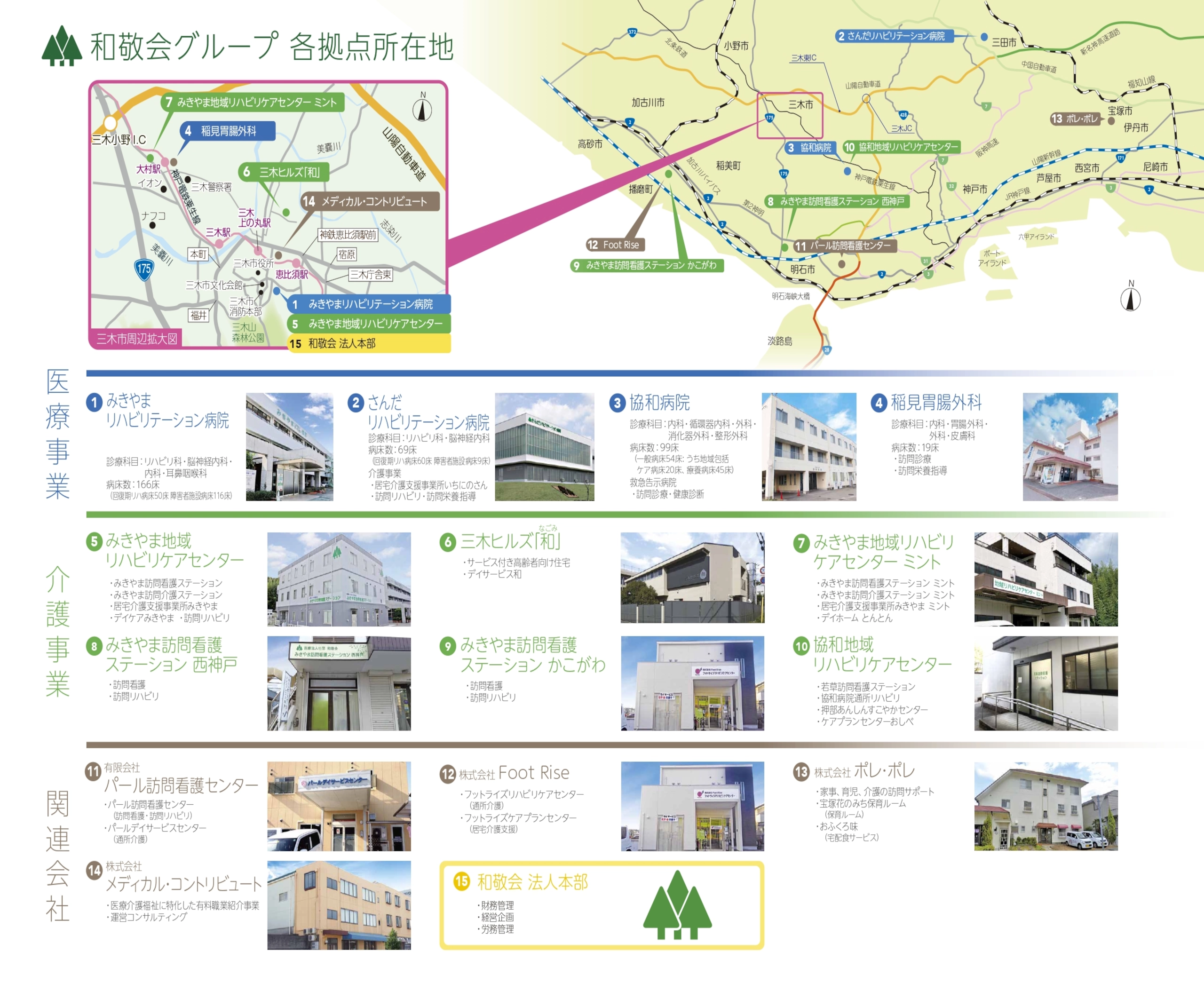 和敬会グループ各拠点所在地　兵庫県地図
