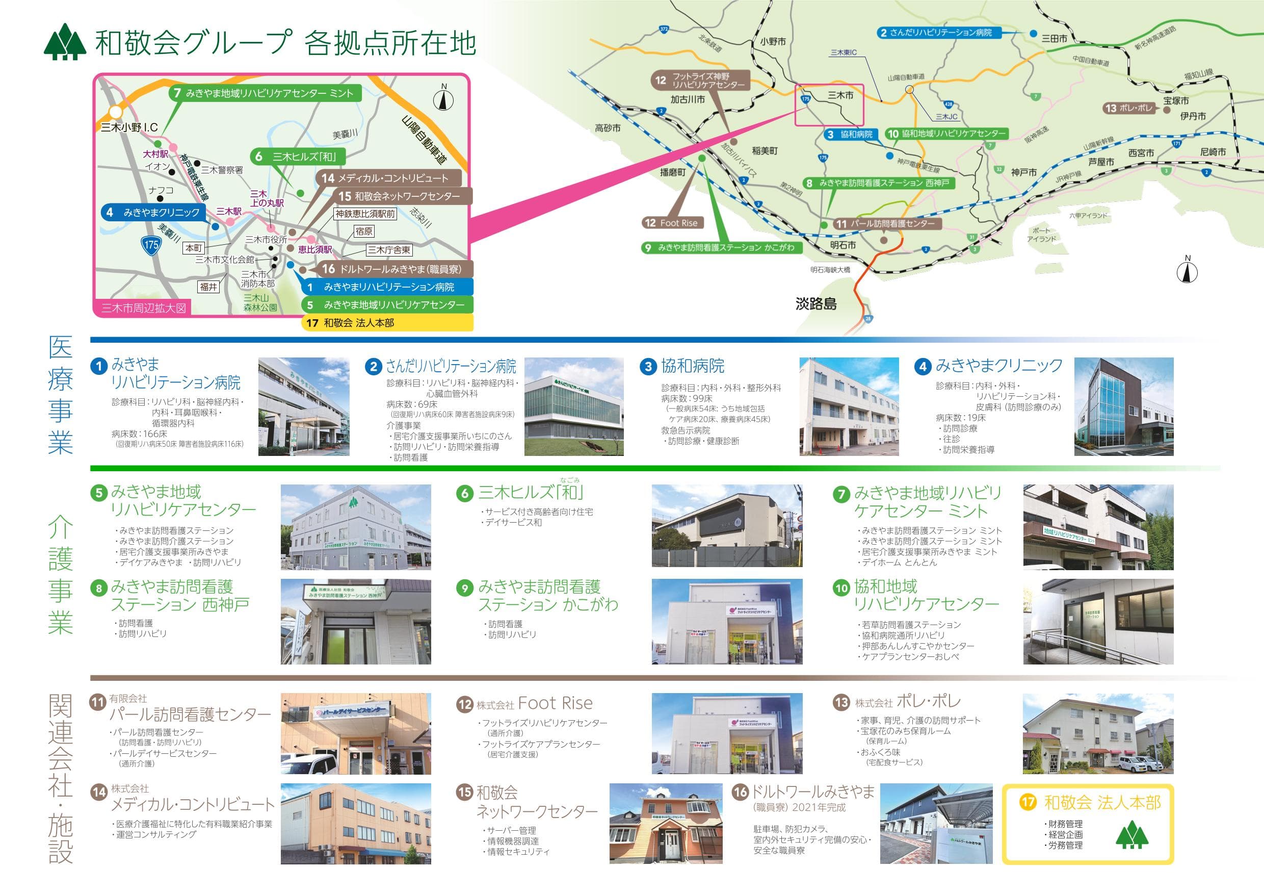和敬会グループ各拠点所在地　兵庫県地図